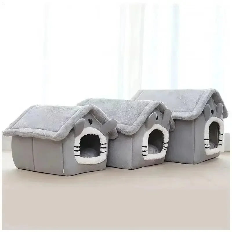 Indoor Warm Dog House & Pet Bed Tent with Removable Washable Cushion