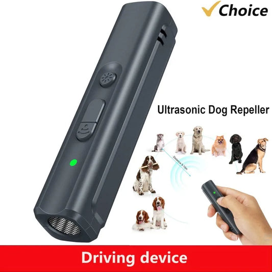 USB Rechargeable Ultrasonic Dog Repeller Anti‑Barking Trainer with LED
