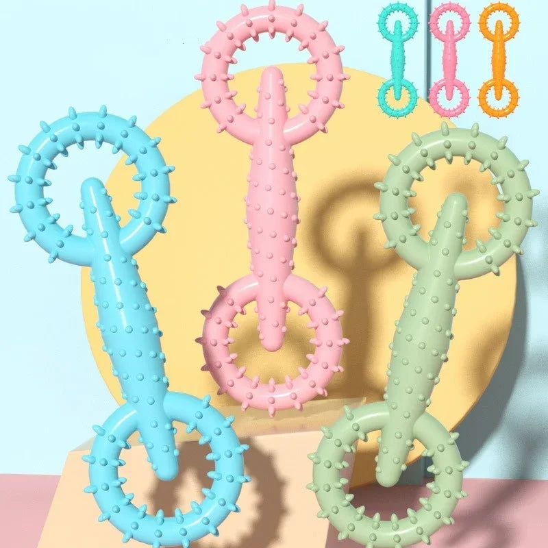 TPR Double Ring Dog Chew Toy for Teeth Cleaning Bite Resistant