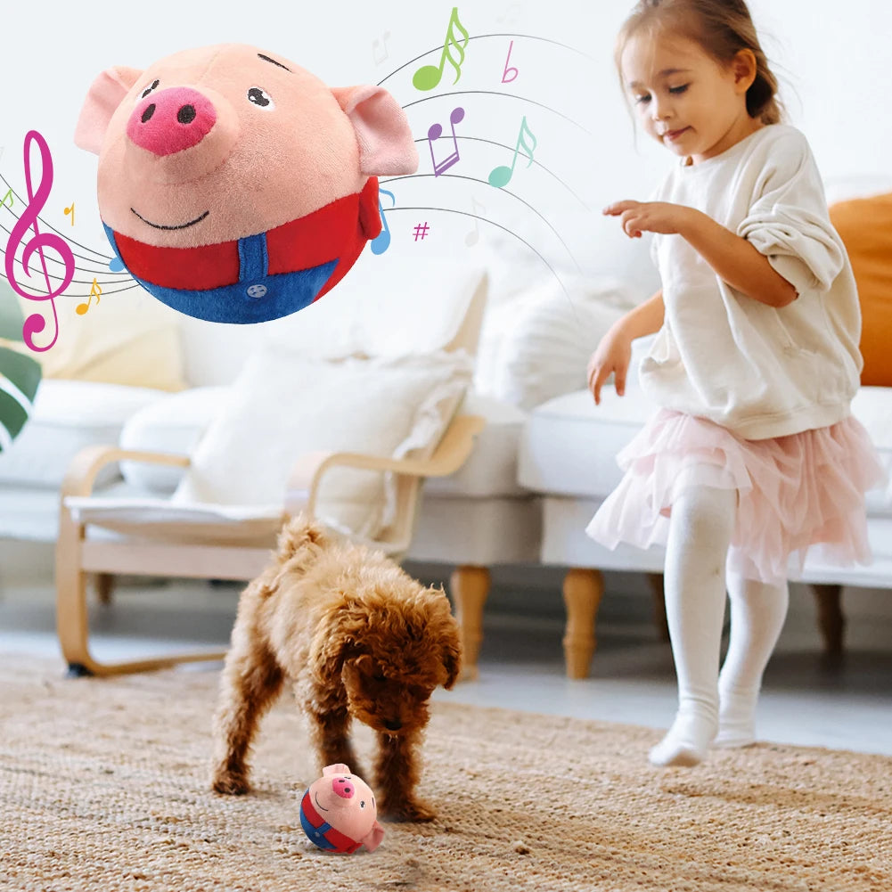 Self-Moving Plush Bouncing Dog Toy Squeaky Interactive Bite-Resistant