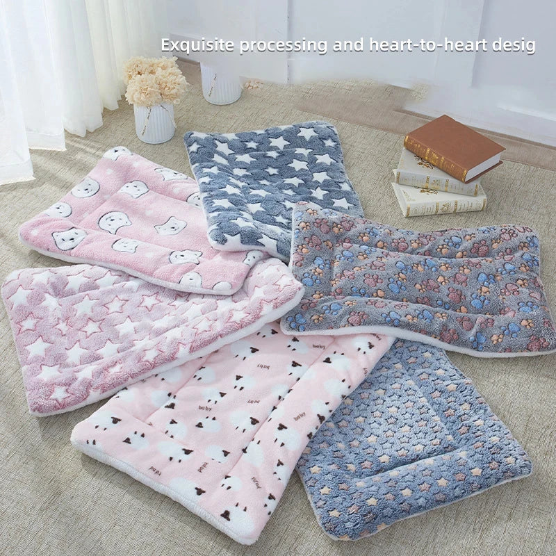 Flannel Pet Sleeping Mat Non-Slip Dog Bed Cat Blanket Winter