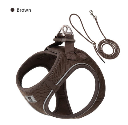 Adjustable Reflective Dog Harness & Leash Set for Small to Medium Dogs