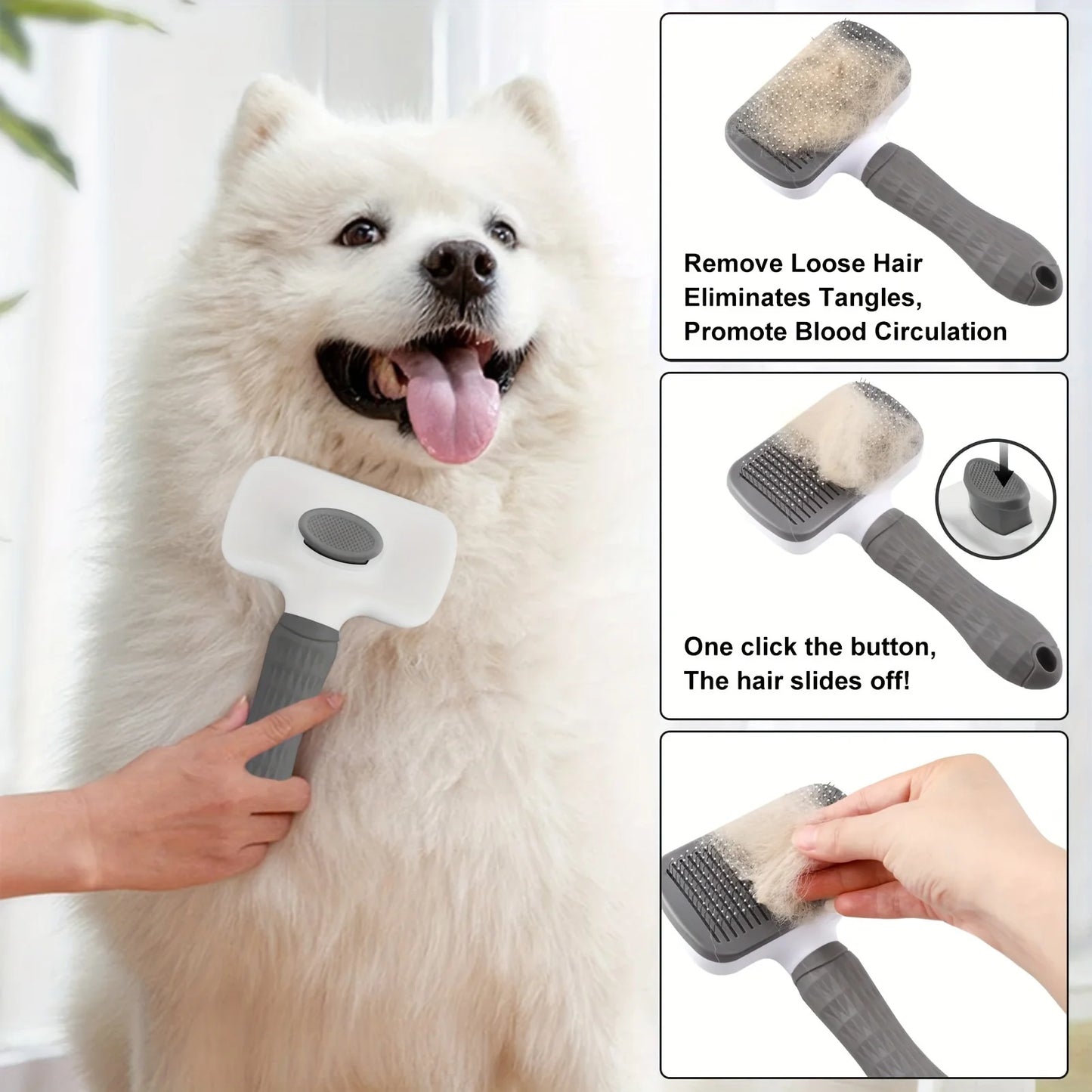 Self-Cleaning Pet Grooming Brush Slicker Comb for Dogs & Cats
