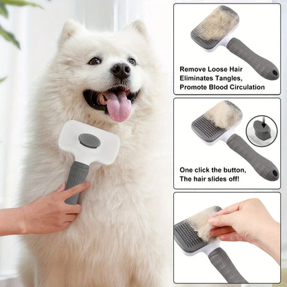 Self-Cleaning Pet Grooming Brush Slicker Comb for Dogs & Cats