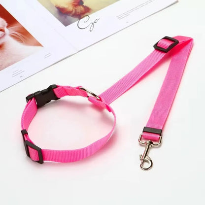 Solid Color Two-in-one Pet Car Seat Belt Nylon Lead Leash Backseat Safety Belt