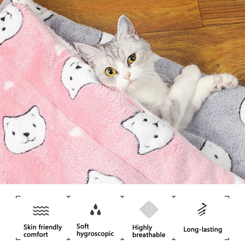 Breathable Thick Flannel Cat Mat Soft Cushion for Small Dogs Winter