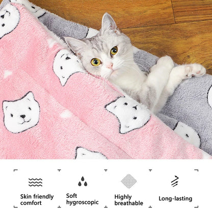 Breathable Thick Flannel Cat Mat Soft Cushion for Small Dogs Winter