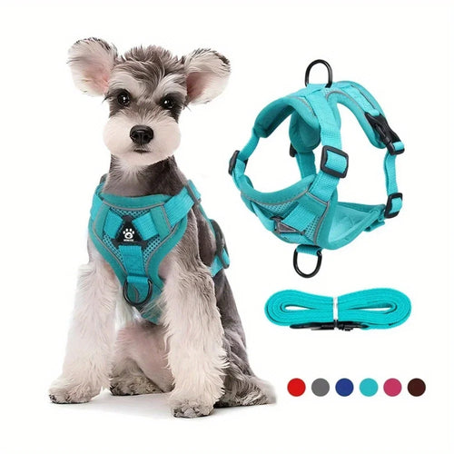 No-Pull Adjustable Dog & Cat Harness with Reflective Leash Set