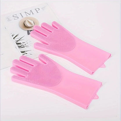 Silicone Pet Grooming & Hair Removal Cleaning Gloves for Dogs & Cats