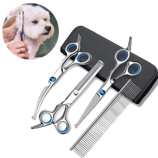 4‑Pack Pet Grooming Scissors Stainless Steel Safe Round Head for Dogs & Cats