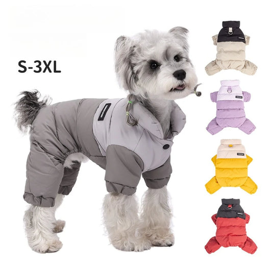 Waterproof Four-Leg Dog Winter Jacket – Warm Jumpsuit for Small & Medium Dogs