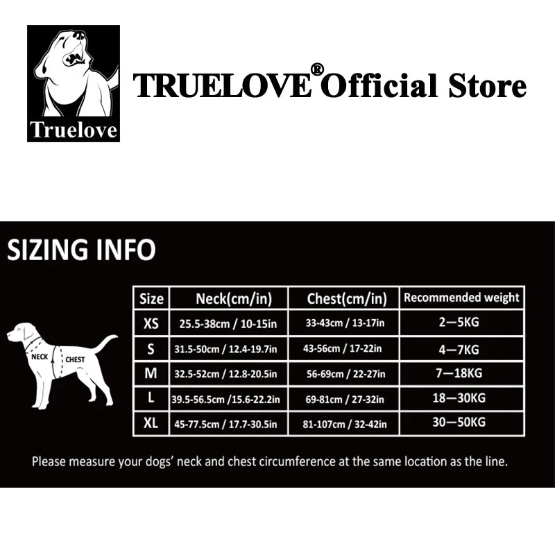 TRUE LOVE No Pull Reflective Nylon Dog Harness Adjustable Comfortable