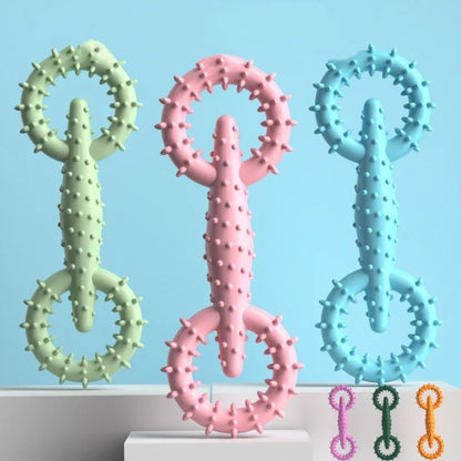 TPR Double Ring Dog Chew Toy for Teeth Cleaning Bite Resistant