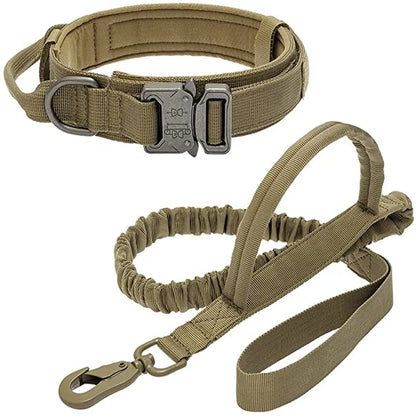 Durable Tactical Dog Collar Leash Set Adjustable Military Pet