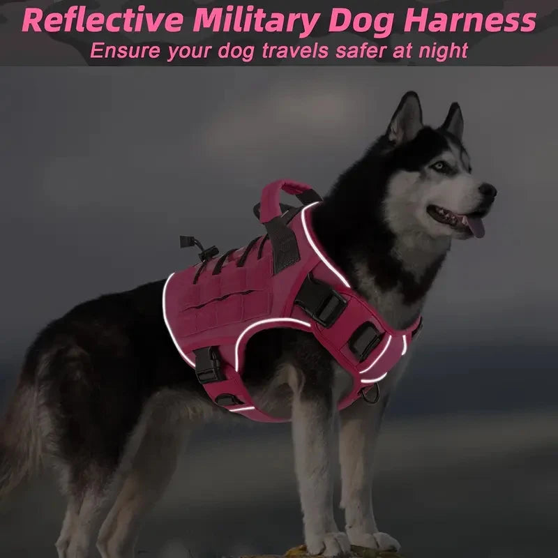 Adjustable No-Pull Tactical Dog Harness with Handle for Large Dogs