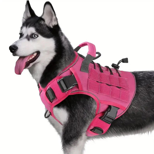 Adjustable No-Pull Tactical Dog Harness with Handle for Large Dogs