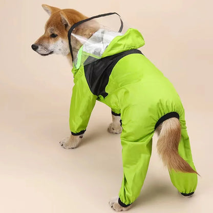 Transparent Hood Waterproof Dog Raincoat