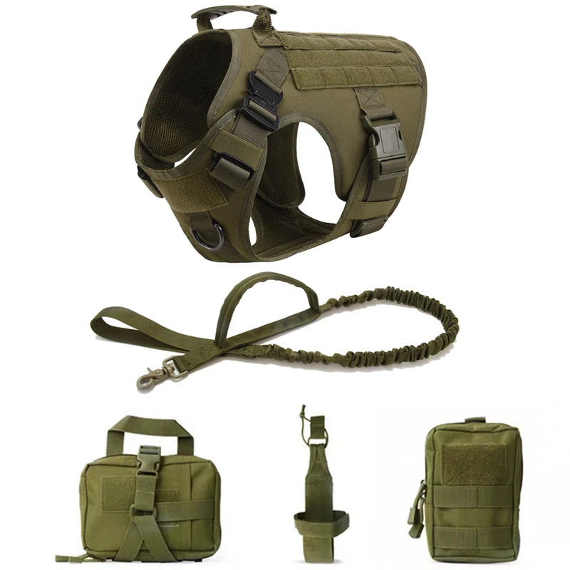 Tactical Dog Harness & Leash Set for German Shepherd, Retriever & All Breeds
