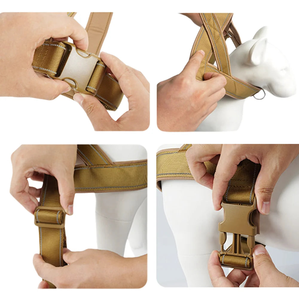 Tactical Anti-Pull Dog Harness 1000D Nylon with Handle & Reflective