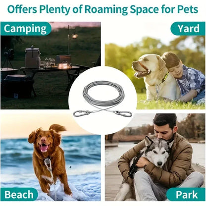 Double‑Headed Dog Tie Out Cable Leash with Anti‑Rust Steel Wire