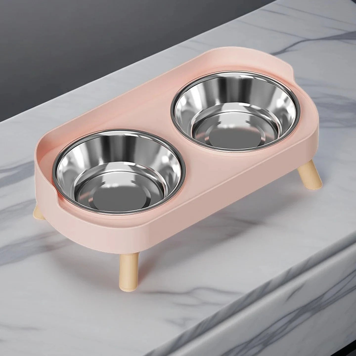 Elevated Pet Feeder with Dual Stainless Steel Bowls and Neck Support