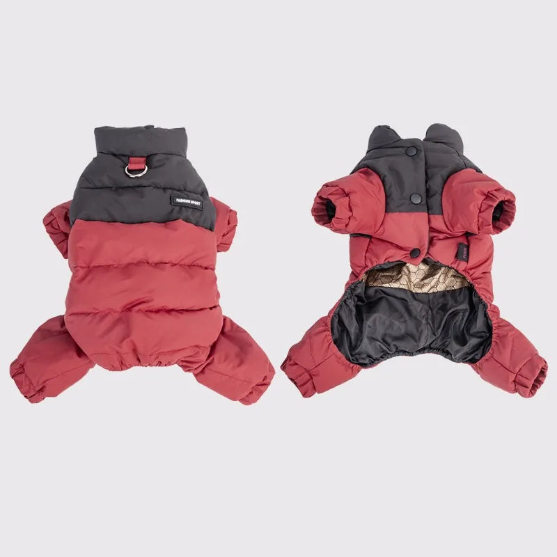 Waterproof Four-Leg Dog Winter Jacket – Warm Jumpsuit for Small & Medium Dogs
