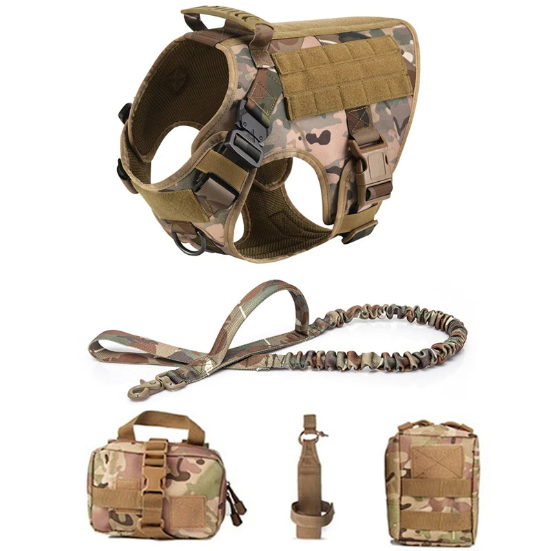 Tactical Dog Harness & Leash Set for German Shepherd, Retriever & All Breeds