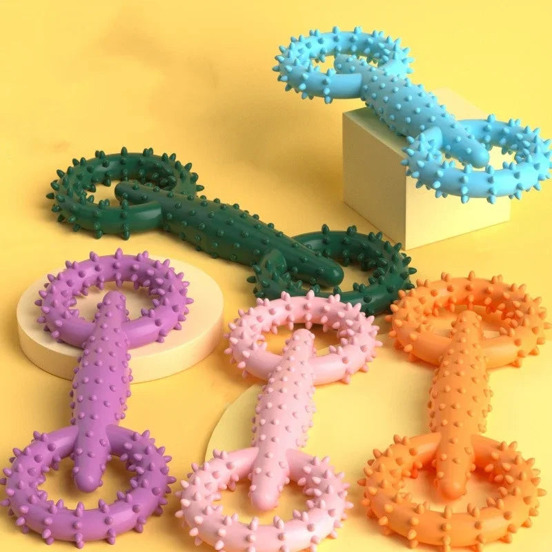 TPR Double Ring Dog Chew Toy for Teeth Cleaning Bite Resistant