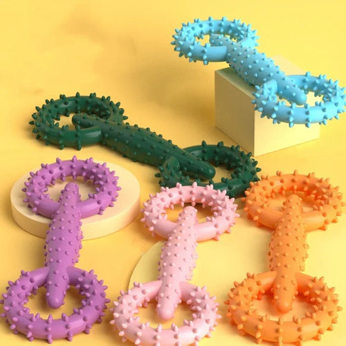 TPR Double Ring Dog Chew Toy for Teeth Cleaning Bite Resistant