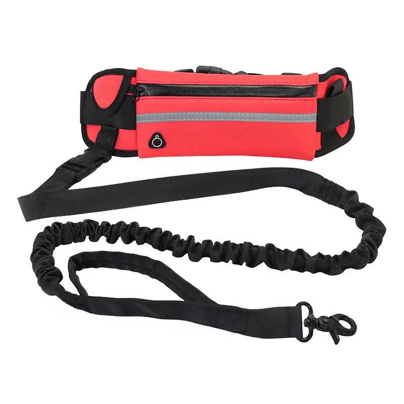 Hands-Free Reflective Dog Leash with Waist Belt and Retractable Elastic