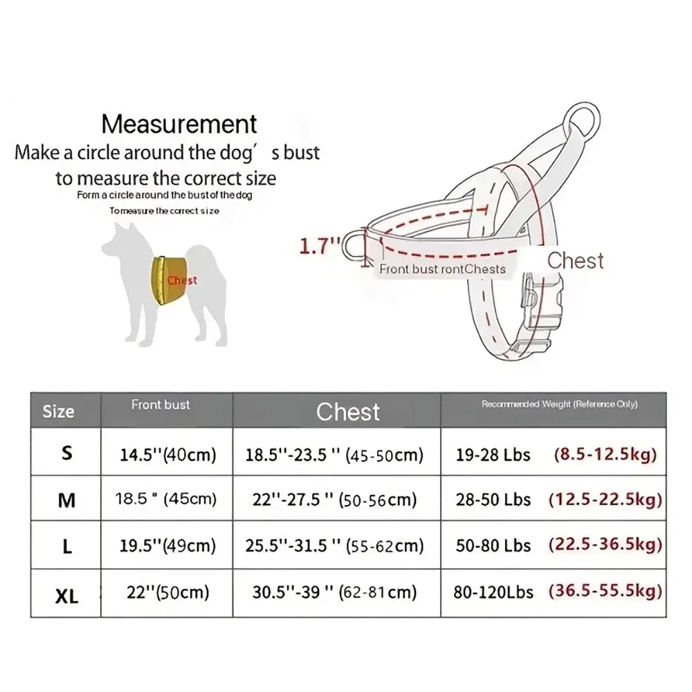 Tactical Anti-Pull Dog Harness 1000D Nylon with Handle & Reflective