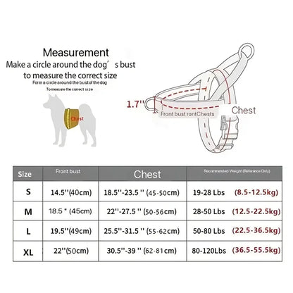 Tactical Anti-Pull Dog Harness 1000D Nylon with Handle & Reflective