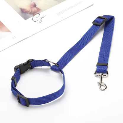 Solid Color Two-in-one Pet Car Seat Belt Nylon Lead Leash Backseat Safety Belt