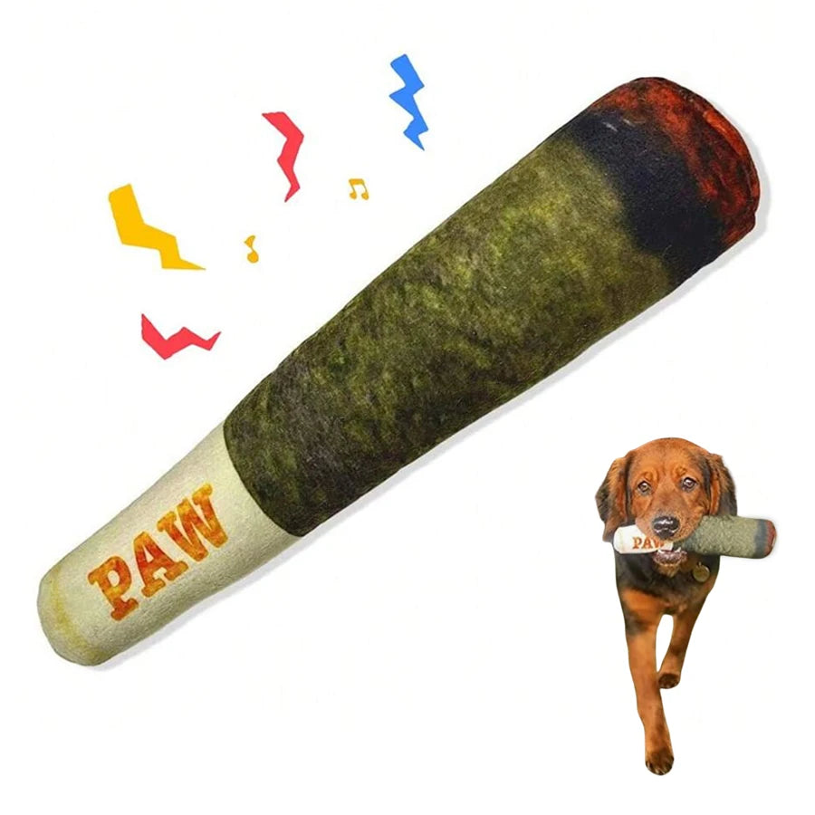 Interactive Plush Cigar‑Design Dog Toy Squeaky Chew for Small & Medium Dogs