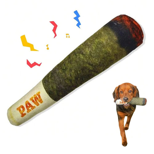 Interactive Plush Cigar‑Design Dog Toy Squeaky Chew for Small & Medium Dogs