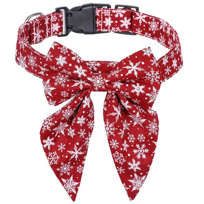 Cotton Christmas Snowflake Dog Collar for Small & Large Pets