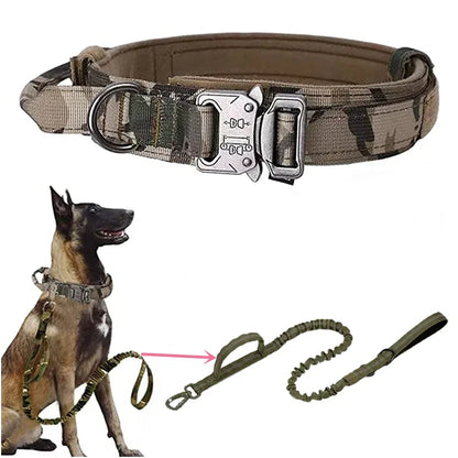 Durable Tactical Dog Collar Leash Set Adjustable Military Pet