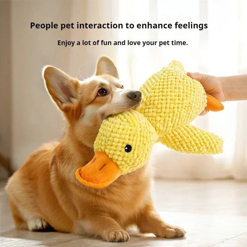 Plush Calming Duck Dog Toy Durable Squeaky Chew for Puppies & Dogs