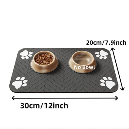 Absorbent Pet Feeding Mat with Waterproof Backing for Dog & Cat Bowls