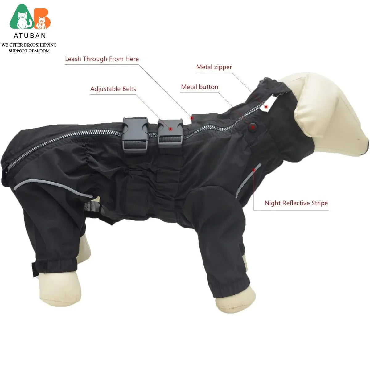 Dog Reflective Rain Jacket
