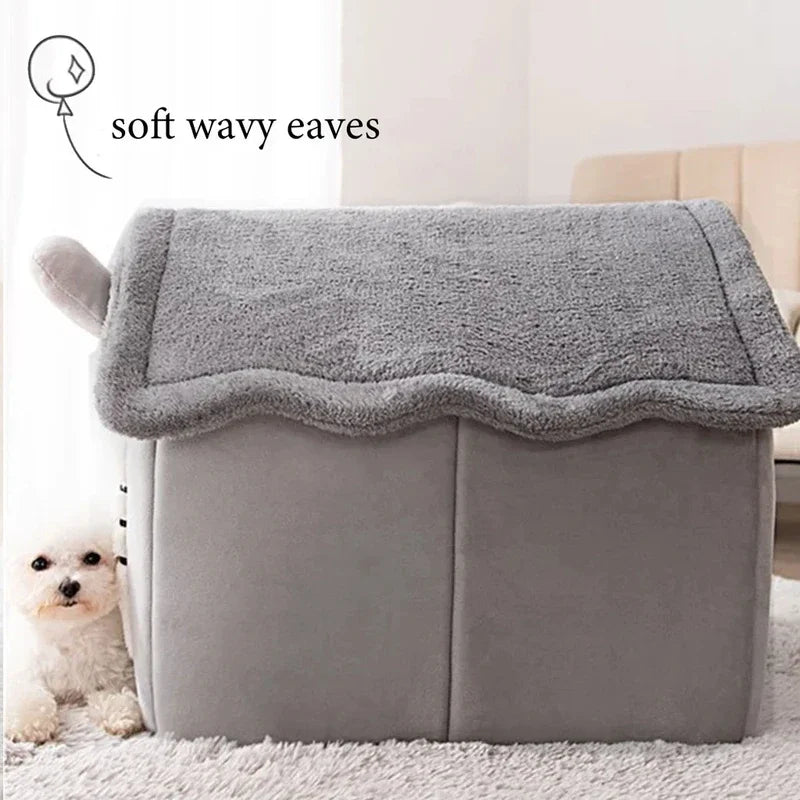 Folding Dog & Cat House with Mattress Winter Kennel for Small/Medium Pets