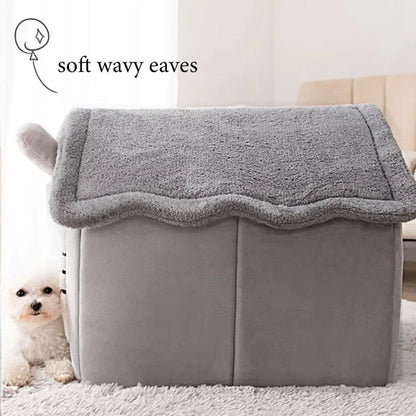 Folding Dog & Cat House with Mattress Winter Kennel for Small/Medium Pets