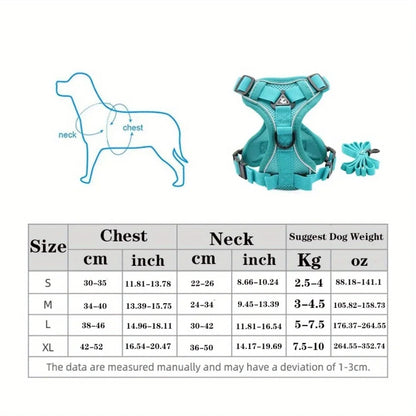 No-Pull Adjustable Dog & Cat Harness with Reflective Leash Set