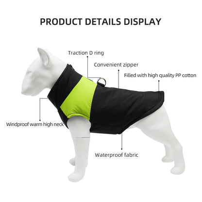 Waterproof Warm Dog Jacket with D-Ring for Small to Large Dogs