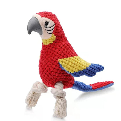 Plush Parrot Dog Chew Toy with Knots for Teeth Grinding