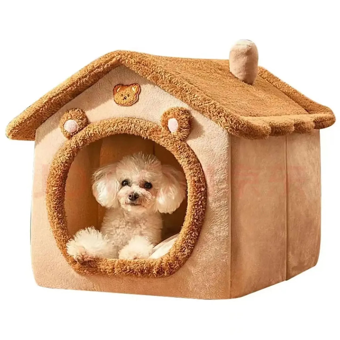Indoor Warm Dog House & Pet Bed Tent with Removable Washable Cushion