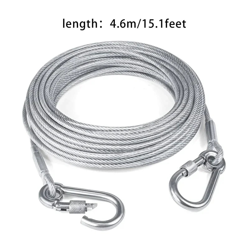 Double‑Headed Dog Tie Out Cable Leash with Anti‑Rust Steel Wire