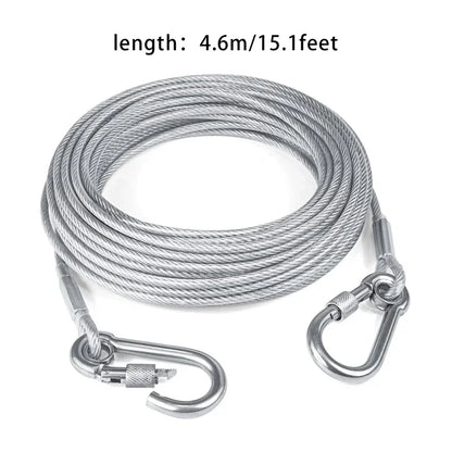 Double‑Headed Dog Tie Out Cable Leash with Anti‑Rust Steel Wire