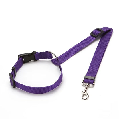 Solid Color Two-in-one Pet Car Seat Belt Nylon Lead Leash Backseat Safety Belt