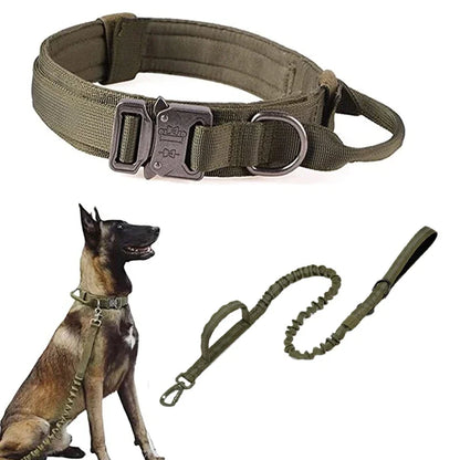 Durable Tactical Dog Collar Leash Set Adjustable Military Pet